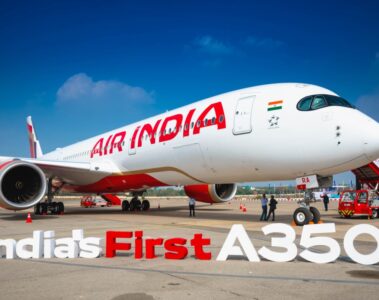 a large white and red airplane