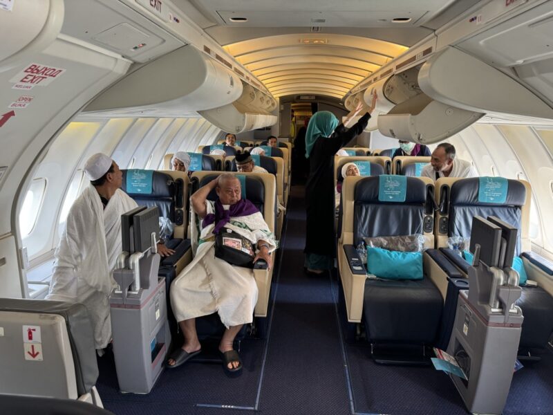 a group of people in a plane