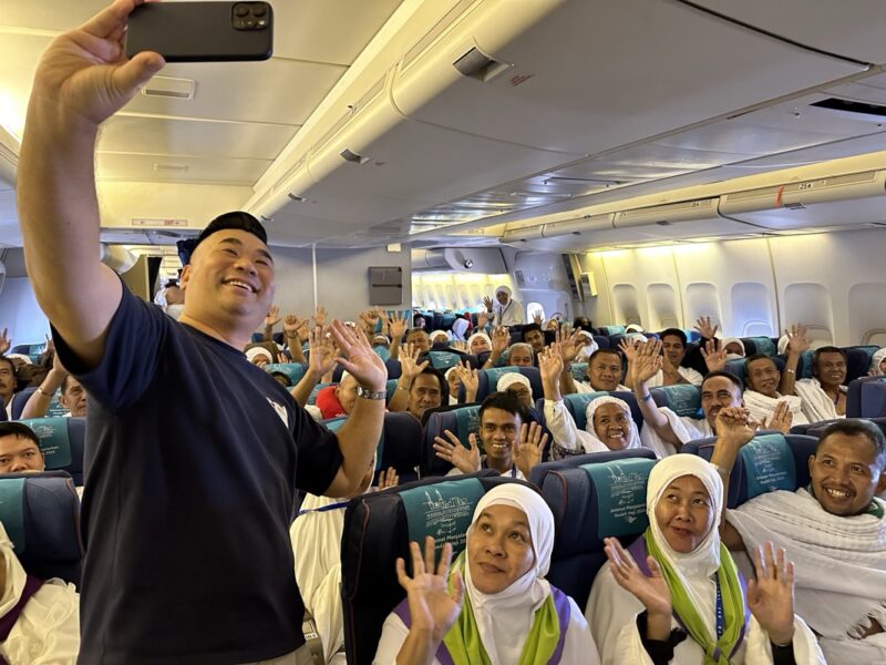 a group of people in an airplane