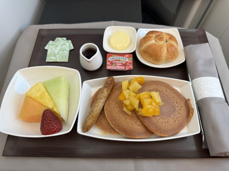 a tray with food on it