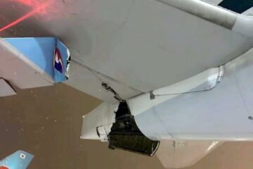 a plane with a broken wing