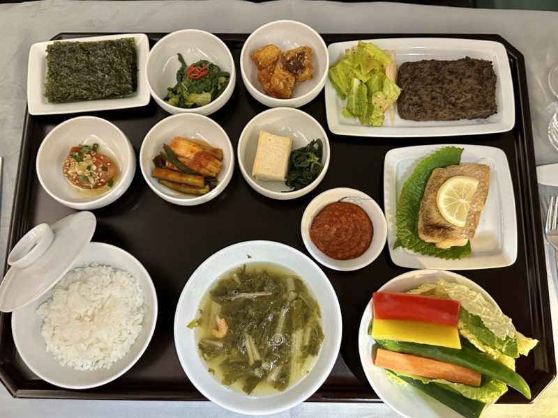 a tray of food on a table