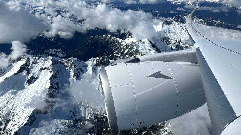 a plane engine and mountains