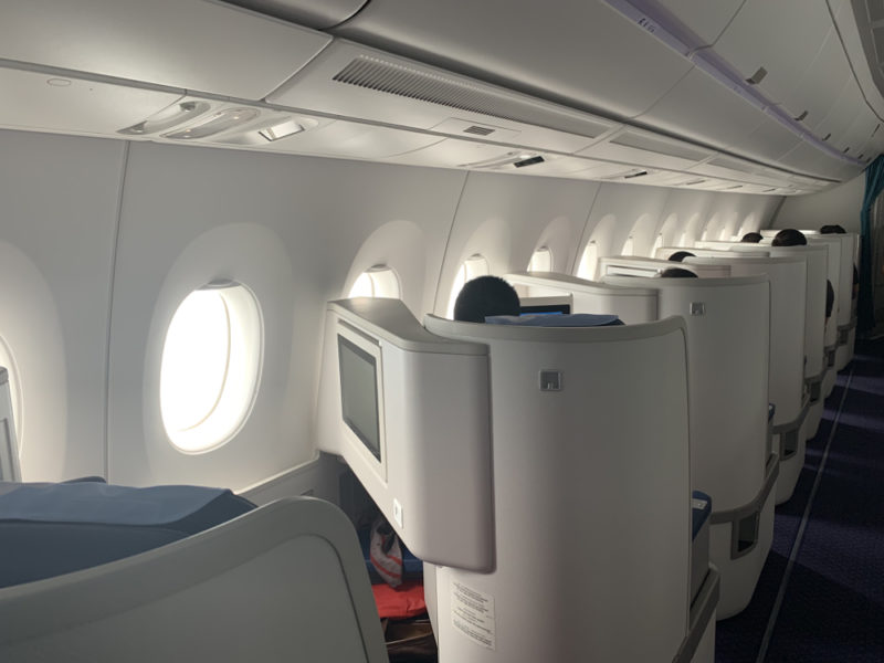 a row of seats on an airplane