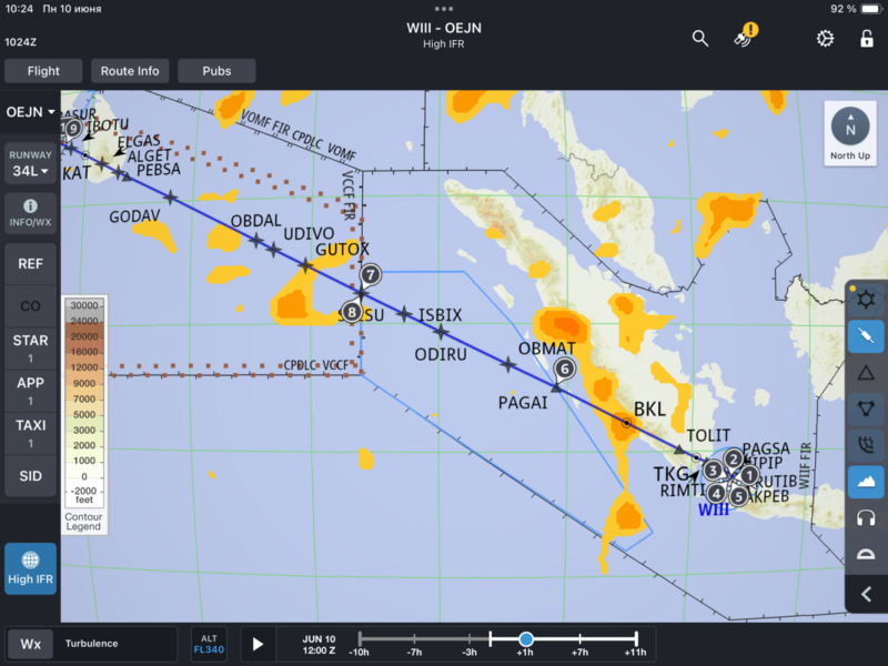a map of the flight route